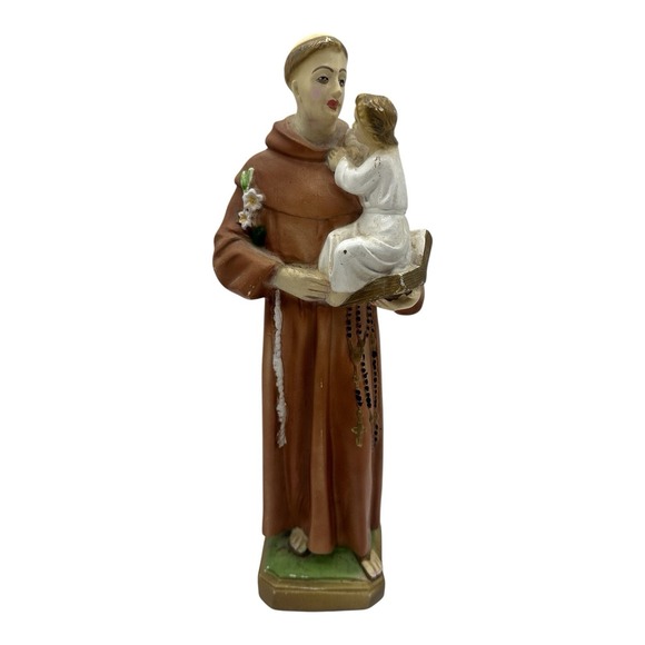 Other - Vintage Saint Anthony Chalkware Statue Painted Figurine 11" Tall 60s 70s